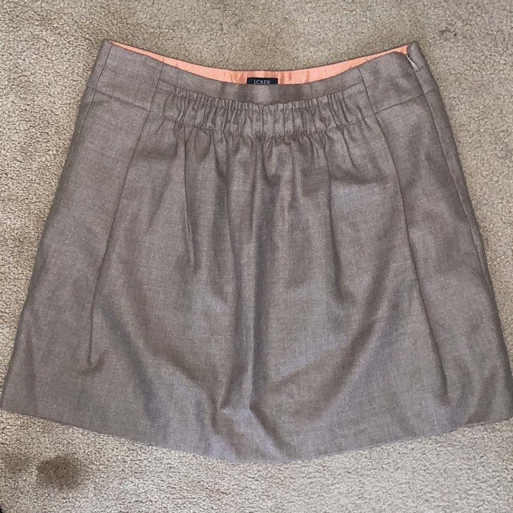 J. Crew Pleated Tan/Brown Wool Mini Skirt - Picture 3 of 12